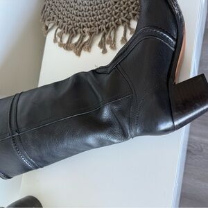Frye Black Leather Heeled Boots